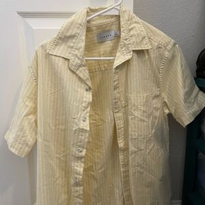 Topman Light Yellow Striped Casual Shirt